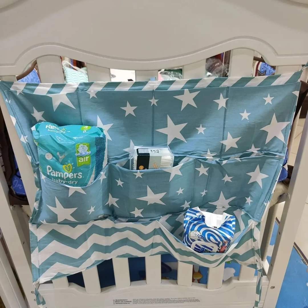 Aquababy Baby Cot Organizer – 9-Pocket Hanging Storage for Diapers, Toys & Essentials
