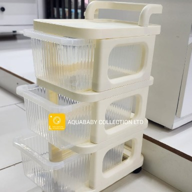 3 Tier Rolling Storage Trolley with Drawers | Aquababy Collection Ltd Kenya