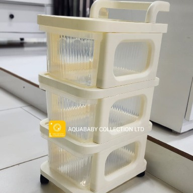 3 Tier Rolling Storage Trolley with Drawers | Aquababy Collection Ltd Kenya