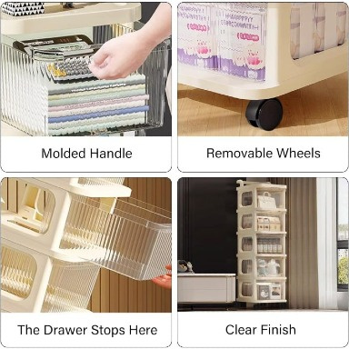 3 Tier Rolling Storage Trolley with Drawers | Aquababy Collection Ltd Kenya