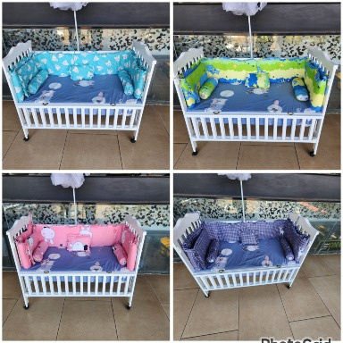 2x4 Cot Bumper Set with Pillow & Bolsters – Baby Crib Protection