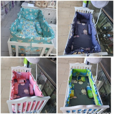 2x4 Cot Bumper Set with Pillow & Bolsters – Baby Crib Protection