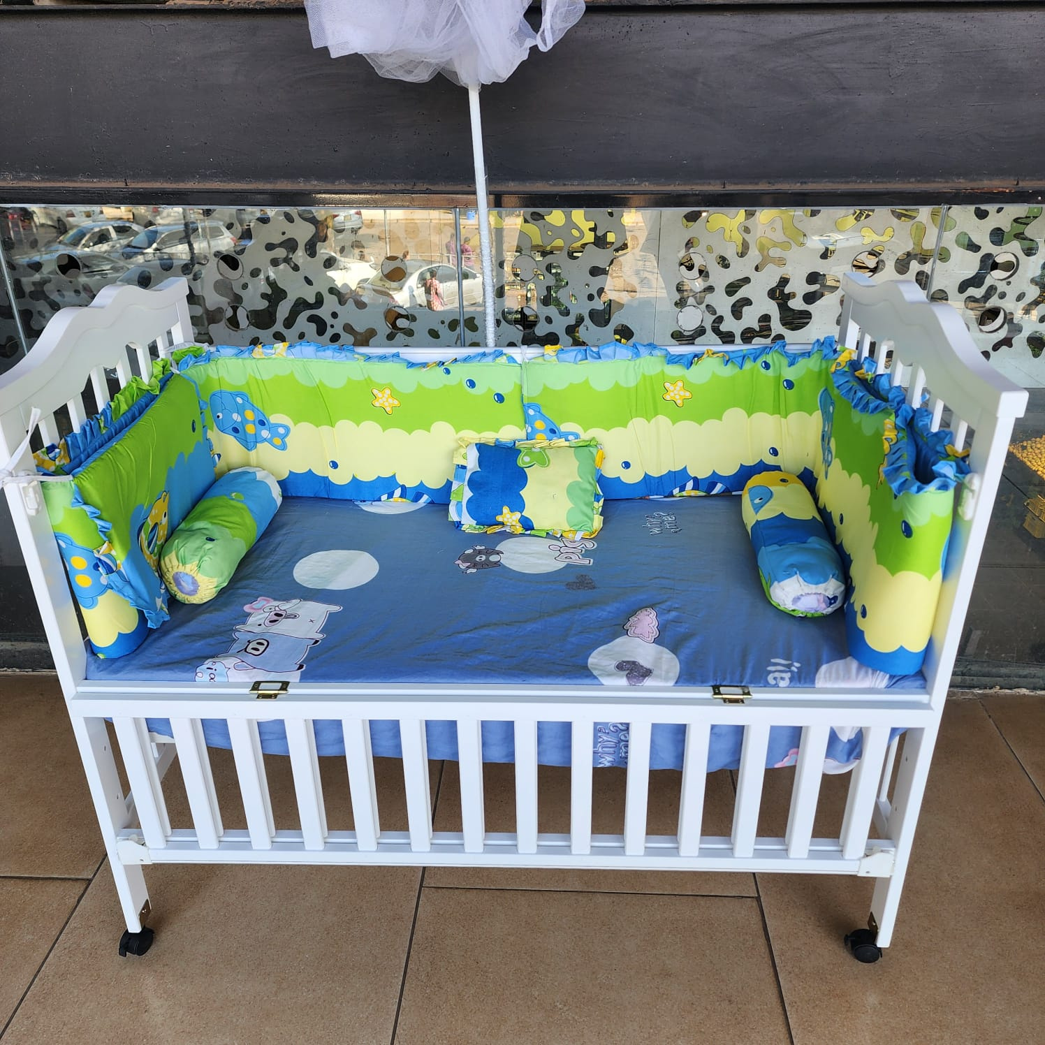 2x4 Cot Bumper Set with Pillow & Bolsters – Baby Crib Protection