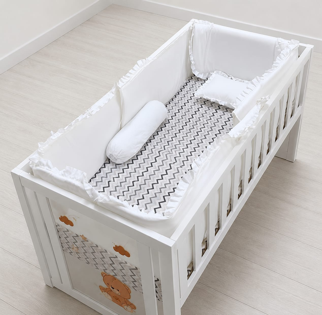 2x4 Cot Bumper Set with Pillow & Bolsters – Baby Crib Protection