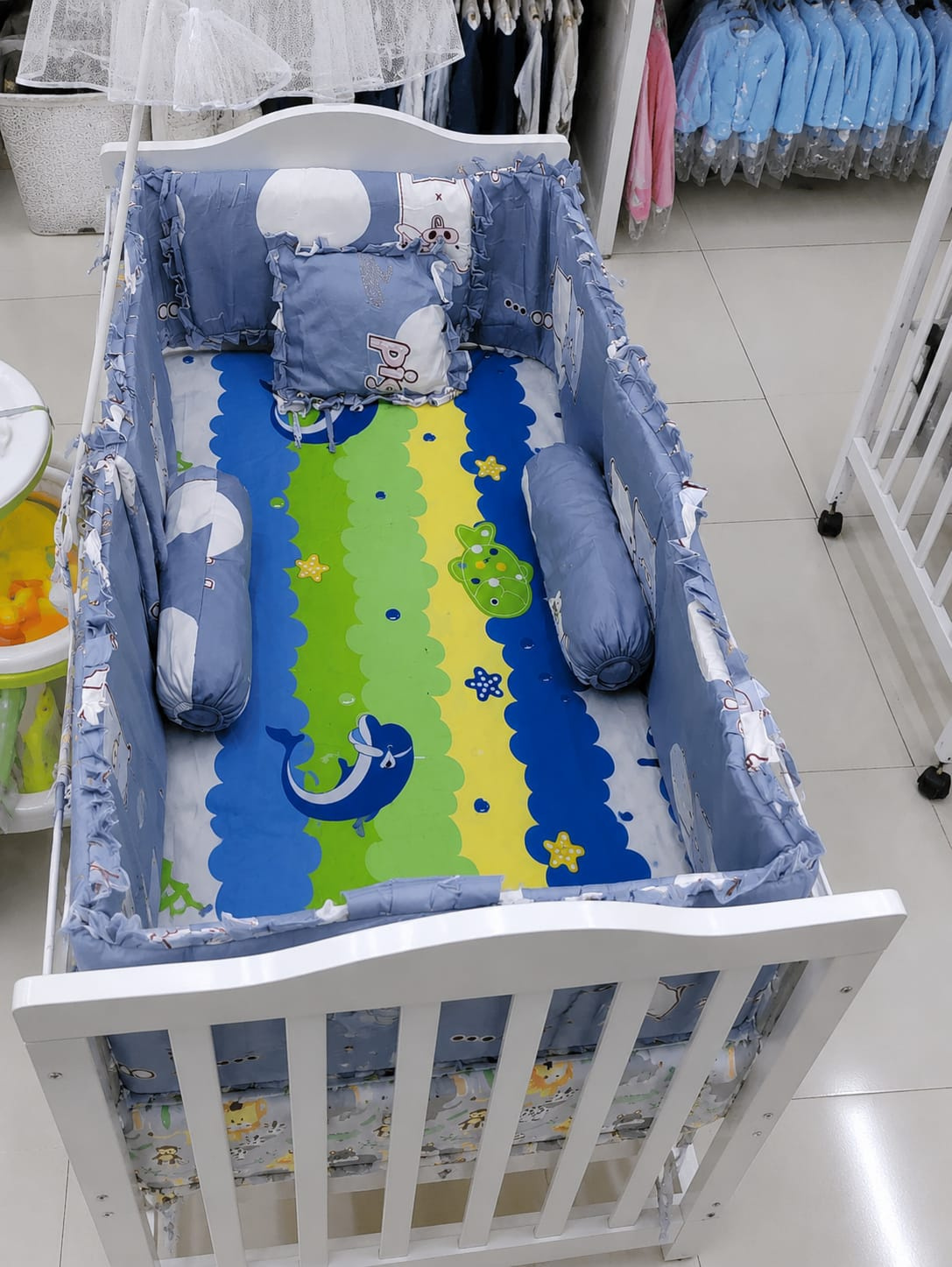 2x4 Cot Bumper Set with Pillow & Bolsters – Baby Crib Protection