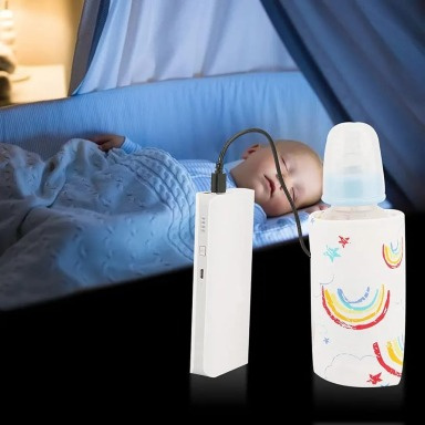 USB Baby Bottle Warmer Sleeve | Portable Travel Milk Warmer | Power Bank Compatible Bottle Heater