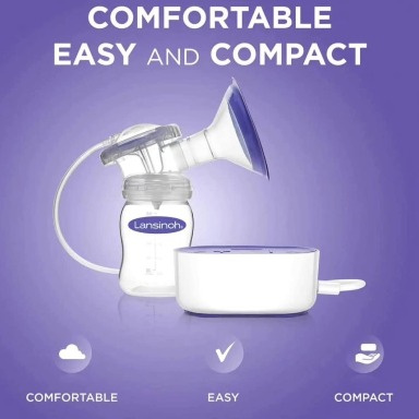 Lansinoh Compact Single Electric Breast Pump | Portable Breast Pump with 2-Phase Technology & Adjustable Suction