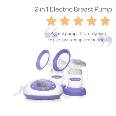 Lansinoh Double Electric Breast Pump | 2-Phase Technology, LCD Display & Adjustable Suction | Portable Breastfeeding Pump
