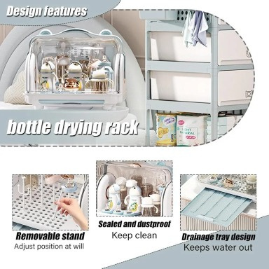 Baby Bottle Drying Rack & Storage Organizer | BPA-Free Countertop Bottle Holder & Accessories Storage