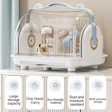 Baby Bottle Drying Rack & Storage Organizer | BPA-Free Countertop Bottle Holder & Accessories Storage