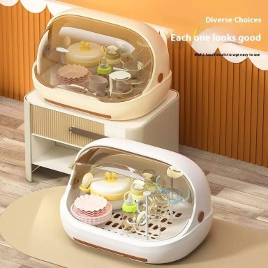Baby Bottle Storage & Drying Rack with Cover | Dust-Proof BPA-Free Bottle Organizer & Dryer
