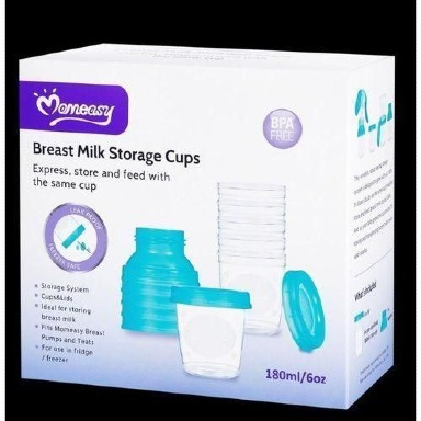 Momeasy Breast Milk Storage Cups 180ml | BPA-Free Stackable Milk Containers with Lids & Pump Adapters