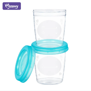 Momeasy Breast Milk Storage Cups 180ml | BPA-Free Stackable Milk Containers with Lids & Pump Adapters