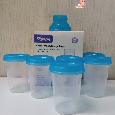 Momeasy Breast Milk Storage Cups 270ml | BPA-Free Stackable Milk Containers with Lids & Pump Adapters