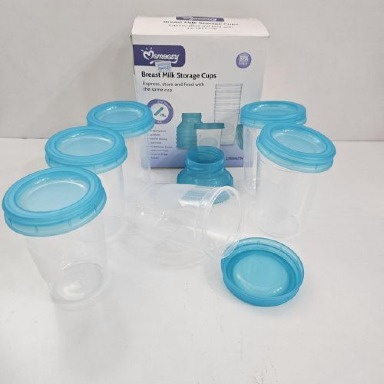 Momeasy Breast Milk Storage Cups 270ml | BPA-Free Stackable Milk Containers with Lids & Pump Adapters