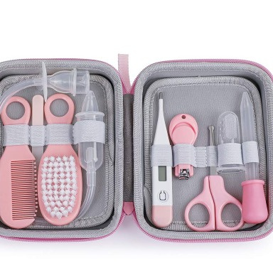 8-Piece Baby Grooming & Healthcare Kit – Newborn Care Set with Thermometer, Nail Clippers & Brush (Travel Case)