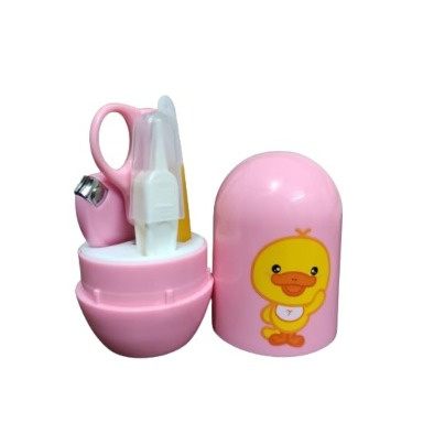 4-in-1 Baby Grooming Kit – Portable Duck Design Nail Care Set for Newborns (Pink, Grey, Green, Purple, Light Green)