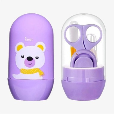 4-in-1 Baby Grooming Kit – Portable Duck Design Nail Care Set for Newborns (Pink, Grey, Green, Purple, Light Green)