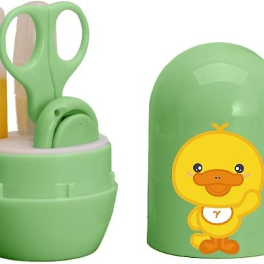 4-in-1 Baby Grooming Kit – Portable Duck Design Nail Care Set for Newborns (Pink, Grey, Green, Purple, Light Green)