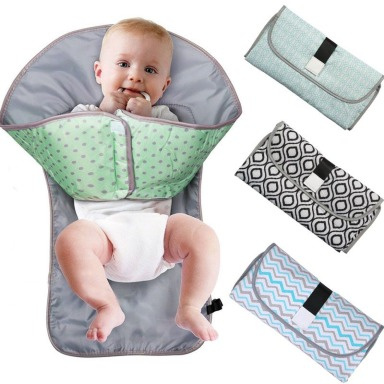 Portable Baby Diaper Changing Pad – Foldable 3-in-1 Waterproof Travel Changing Mat with Storage Pockets