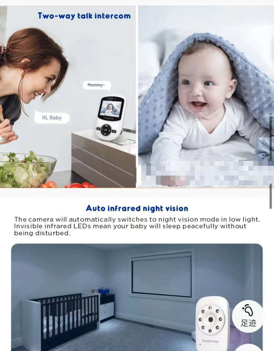 ANMEATE SM24 Digital Wireless Baby Monitor 2.4" LCD Non-WiFi Camera with Night Vision
