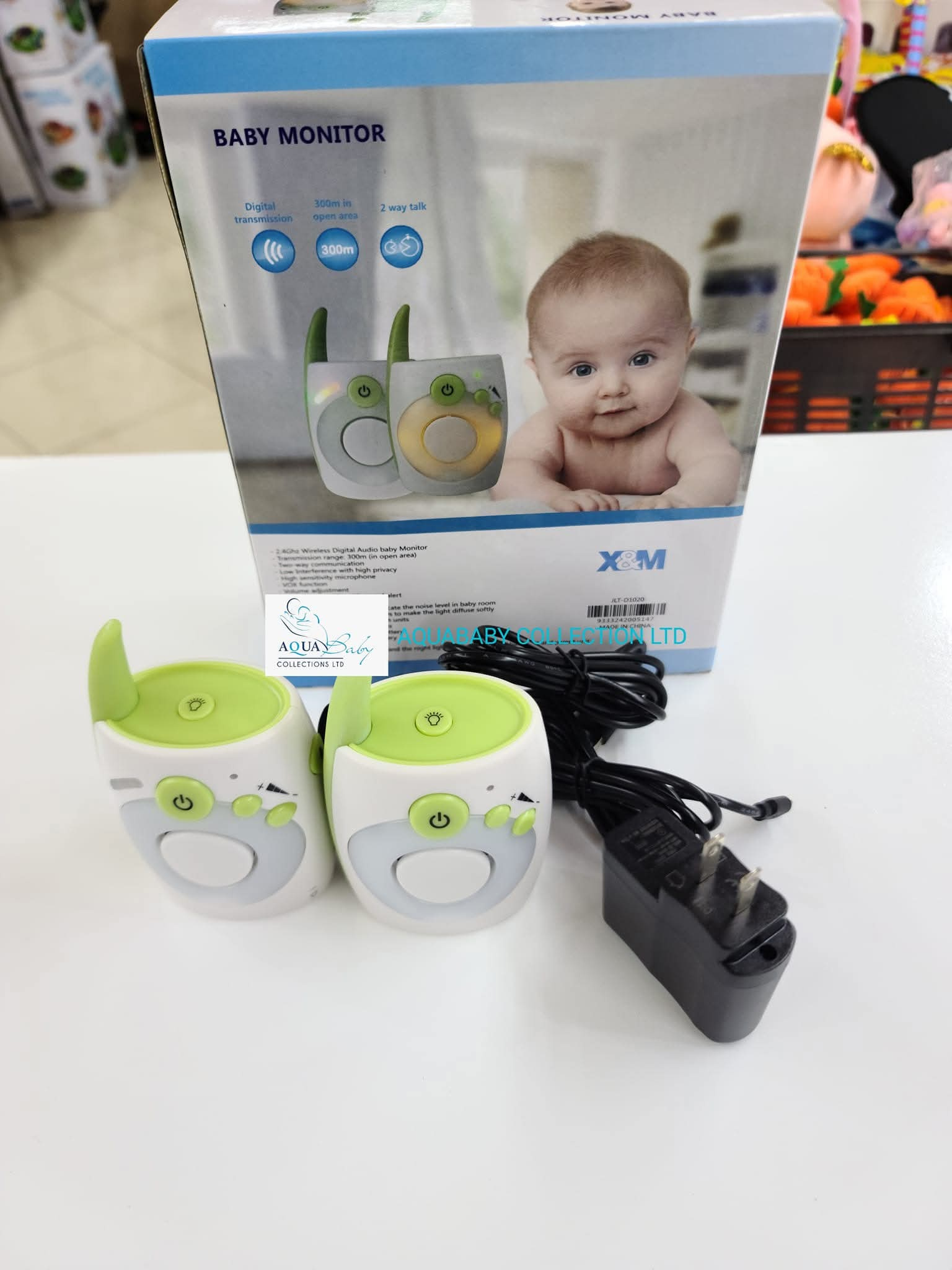 X&M JLT-D1020 Wireless Audio Baby Monitor – 2.4GHz Digital, Two-Way Talk, VOX, Night Light, 300m Range