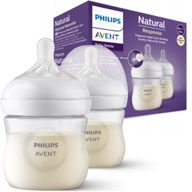 Philips Avent Natural Response Baby Bottle Twin Pack 125ml 0m+ | Anti-Colic BPA-Free