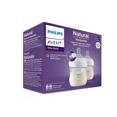 Philips Avent Natural Response Baby Bottle Twin Pack 125ml 0m+ | Anti-Colic BPA-Free