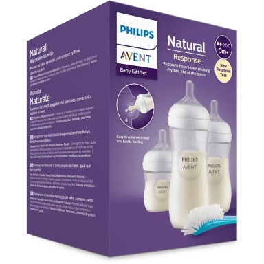 Philips Avent Natural Response Newborn Gift Set | Anti-Colic BPA-Free Baby Bottles