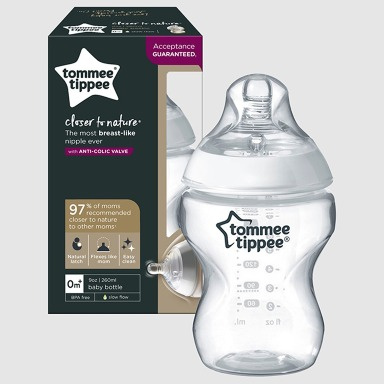 Tommee Tippee Closer to Nature Baby Bottle – 9oz / 260ml | Breast-Like Teat & Anti-Colic