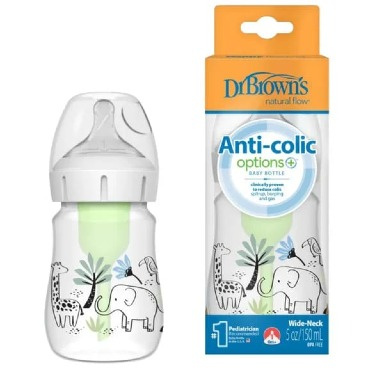 Dr. Brown’s Options+ Wide-Neck Baby Bottle – 150ml Jungle Elephant | Anti-Colic