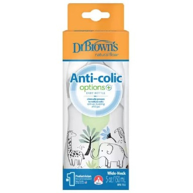 Dr. Brown’s Options+ Wide-Neck Baby Bottle – 150ml Jungle Elephant | Anti-Colic