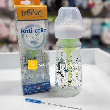 Dr. Brown’s Options+ Anti-Colic Wide-Neck Designer Bottle – Multi Dinosaurs 270ml / 9 oz