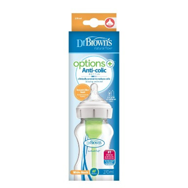 Dr. Brown’s Options+ Anti-Colic Wide-Neck Baby Bottle – 150ml | Breast-Like Nipple & Nutrient Preservation