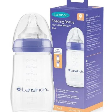 Lansinoh 240ml Feeding Bottle with NaturalWave Teat – Anti-Colic & BPA-Free
