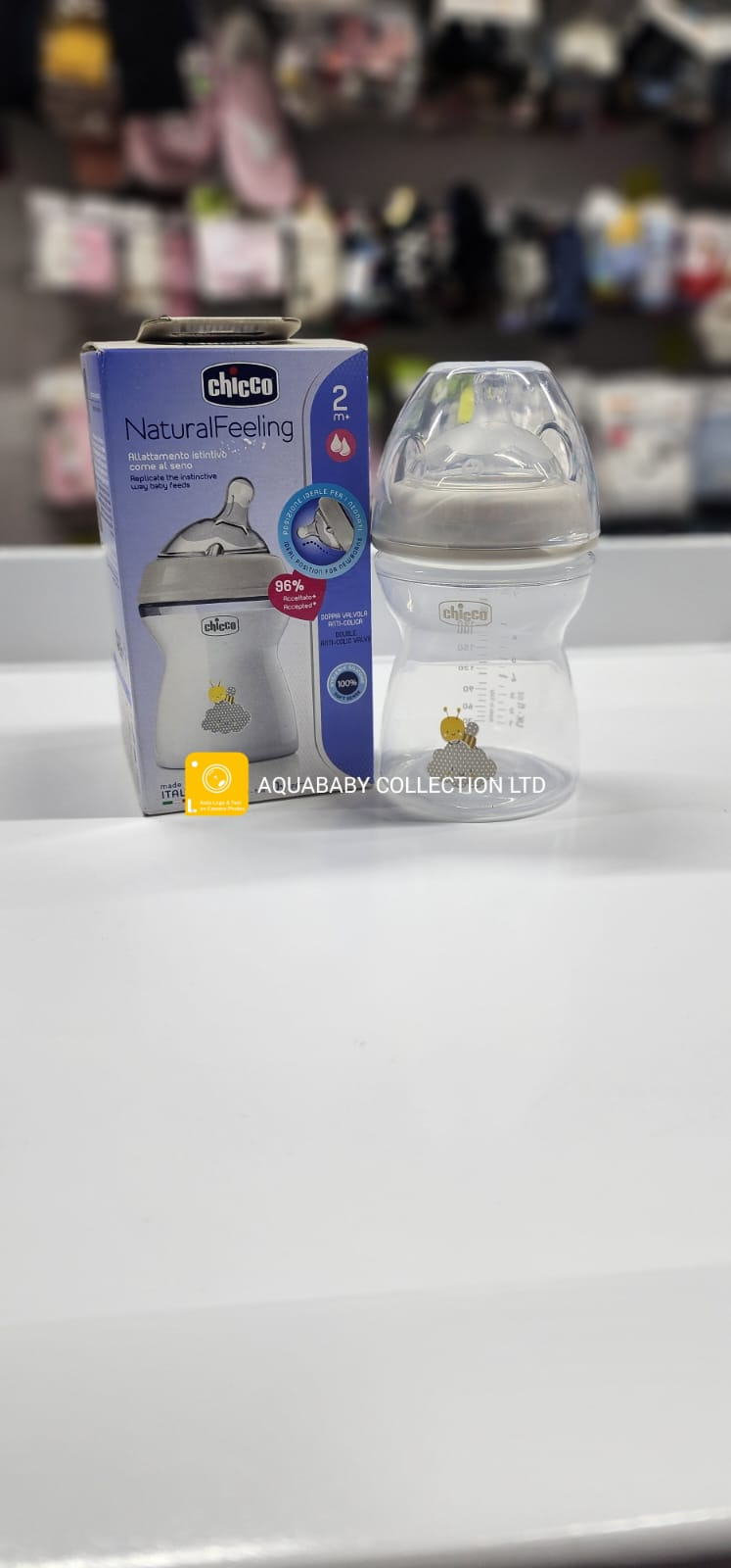 Chicco Natural Feeling Anti-Colic Baby Bottle 250ml (2m+) – Breast-Like Teat