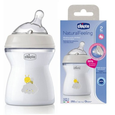Chicco Natural Feeling Anti-Colic Baby Bottle 250ml (2m+) – Breast-Like Teat
