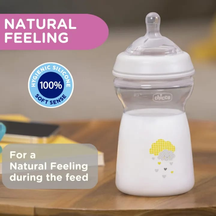 Chicco Natural Feeling Anti-Colic Baby Bottle 330ml (6m+) – Breast-Like Teat