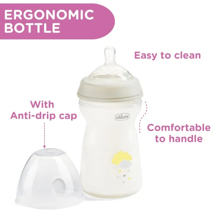 Chicco Natural Feeling Anti-Colic Baby Bottle 330ml (6m+) – Breast-Like Teat