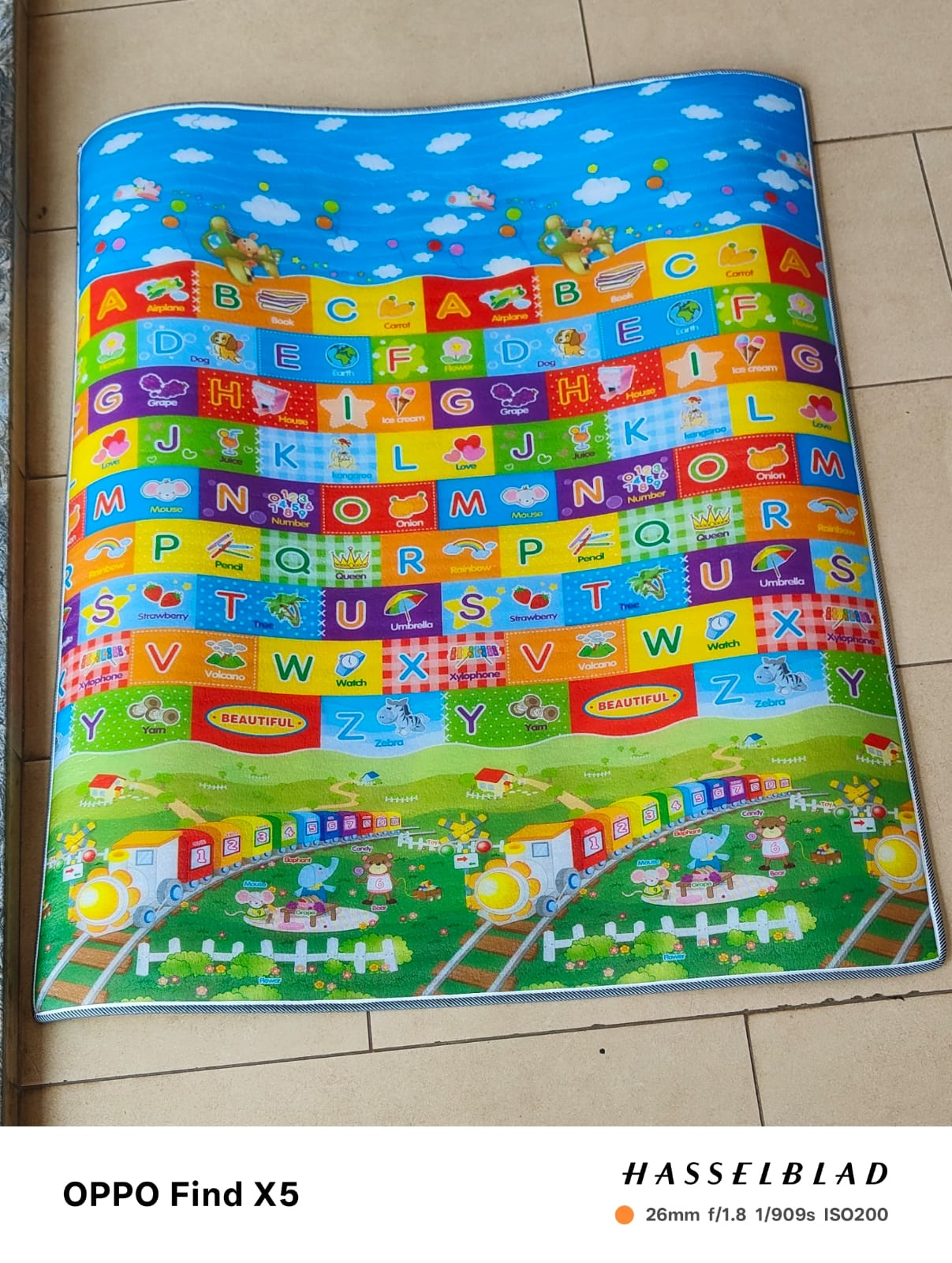 Underwater Mermaid Baby Crawling Play Mat Waterproof Baby Crawling Mat 1.2x1.8M Foldable Play Mat with Learning Prints