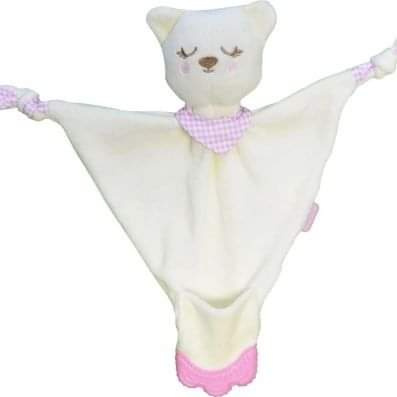 Babyjem Sleeping Friend Teether – Pink Teddy Bear, 0-18 Months