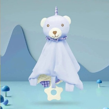 Baby Bunny Security Blanket with Teether – Pink, Blue & White Lovey for Infants