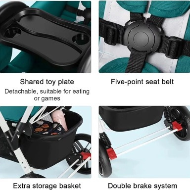 Twin Shenma Baby Stroller  | Double Baby Stroller for Twins | Aquababy Collection Kenya