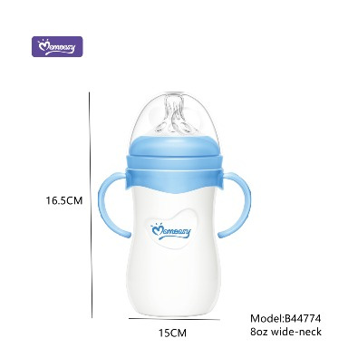 Momeasy 240ml Baby Bottle with Handles 3m+ – Anti-Colic, BPA-Free