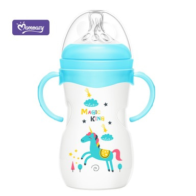 Momeasy 240ml Baby Bottle with Handles 3m+ – Anti-Colic, BPA-Free