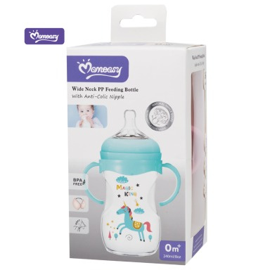 Momeasy 240ml Baby Bottle with Handles 3m+ – Anti-Colic, BPA-Free
