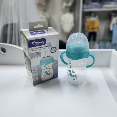 Momeasy 240ml Baby Bottle with Handles 3m+ – Anti-Colic, BPA-Free