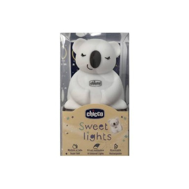 Chicco Sweet Lights Koala Rechargeable Baby Night Light – Soft Silicone, 8 Color Modes, Portable Kids Lamp