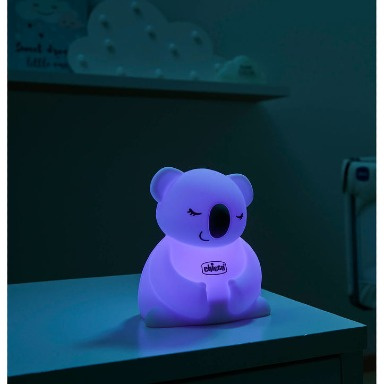 Chicco Sweet Lights Koala Rechargeable Baby Night Light – Soft Silicone, 8 Color Modes, Portable Kids Lamp