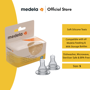 Medela Spare Teats 2-Pack | Slow & Medium Flow Silicone Baby Nipples